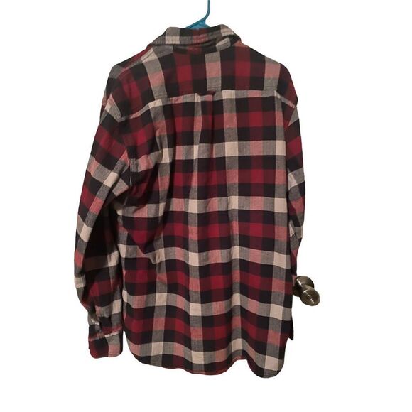 Jachs Mens Red & Black Plaid Long-Sleeve Button-Down Flannel Shirt Extra Large T - Picture 2 of 12